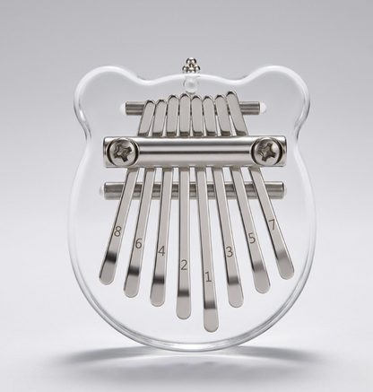 Kalimba miniature 8 touches transparent – Acrylique cristal – Porte-clés musical