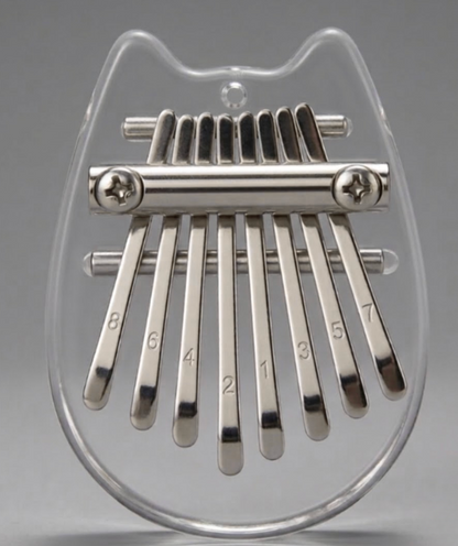Kalimba miniature 8 touches transparent – Acrylique cristal – Porte-clés musical