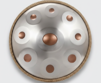 Handpan argenté 22 pouces – Ré mineur – 9 ou 10 notes