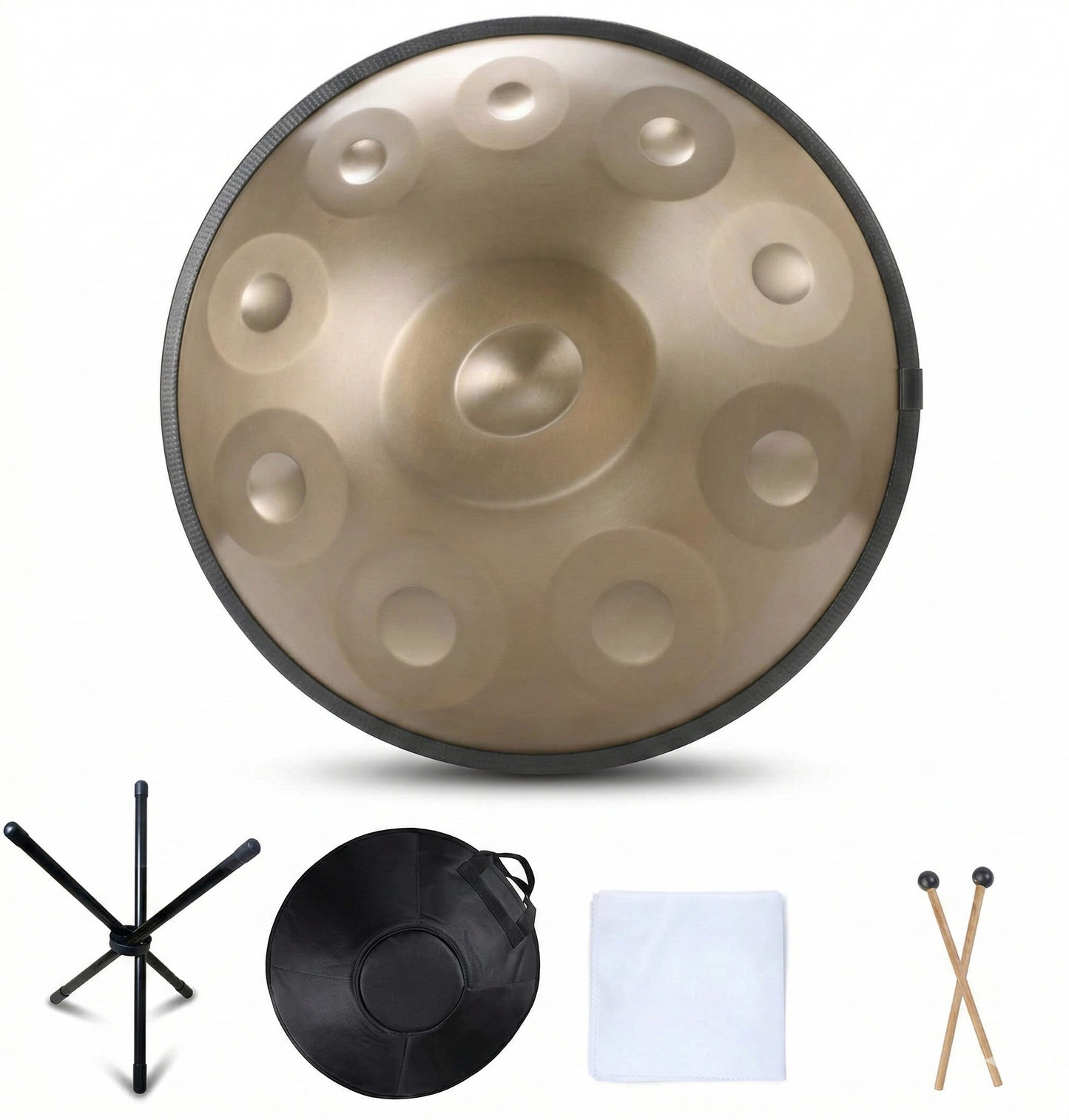 Handpan doré – 9 ou 10 notes (432Hz / 440Hz)