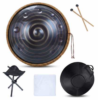 Handpan bleu 22 pouces – Ré mineur – 9 ou 10 notes