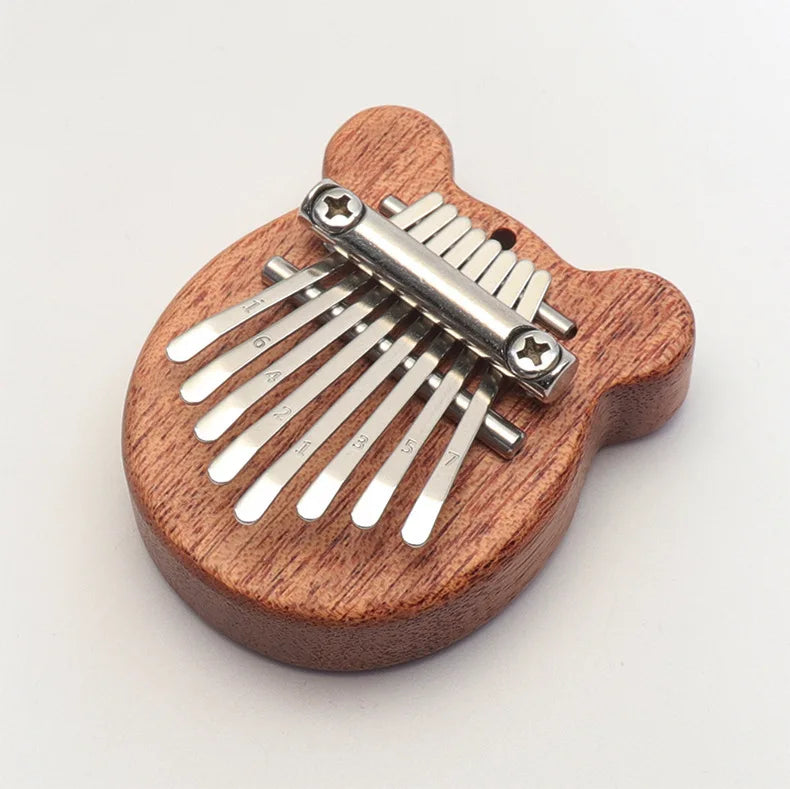 Kalimba miniature 8 touches en bois – Porte-clés musical – Instrument de musique portable